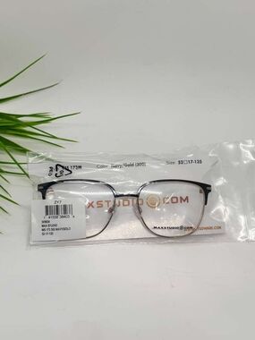 Max Studio 173 Navy and Gold Semi-Rim Eyeglass Frames